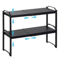 Baxikayon 2-Pack Expandable Cabinet Organizer Shelves, Stackable Shelf for Kitchen Countertop & Pantry Storage, Length 20.5", Black
