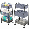Baxikayon 3-Tier Diaper Caddy Cart, Rolling Nursery Organizer with 6 Dividers & Wheels, Metal Utility Cart for Baby & Bathroom, Gray