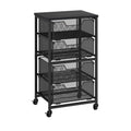 Baxikayon Rolling Cart with Drawers, 4-Drawer Craft Storage Cart on Wheels with Wooden Top, Art & Craft Organizer for Classroom & Studio, Black