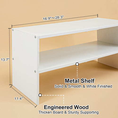 Baxikayon 2-Tier Shoe Rack, Expandable Small Stackable Shoe Organizer Holds 6-12 Pairs for Closet Entryway Hallway Bedroom, White