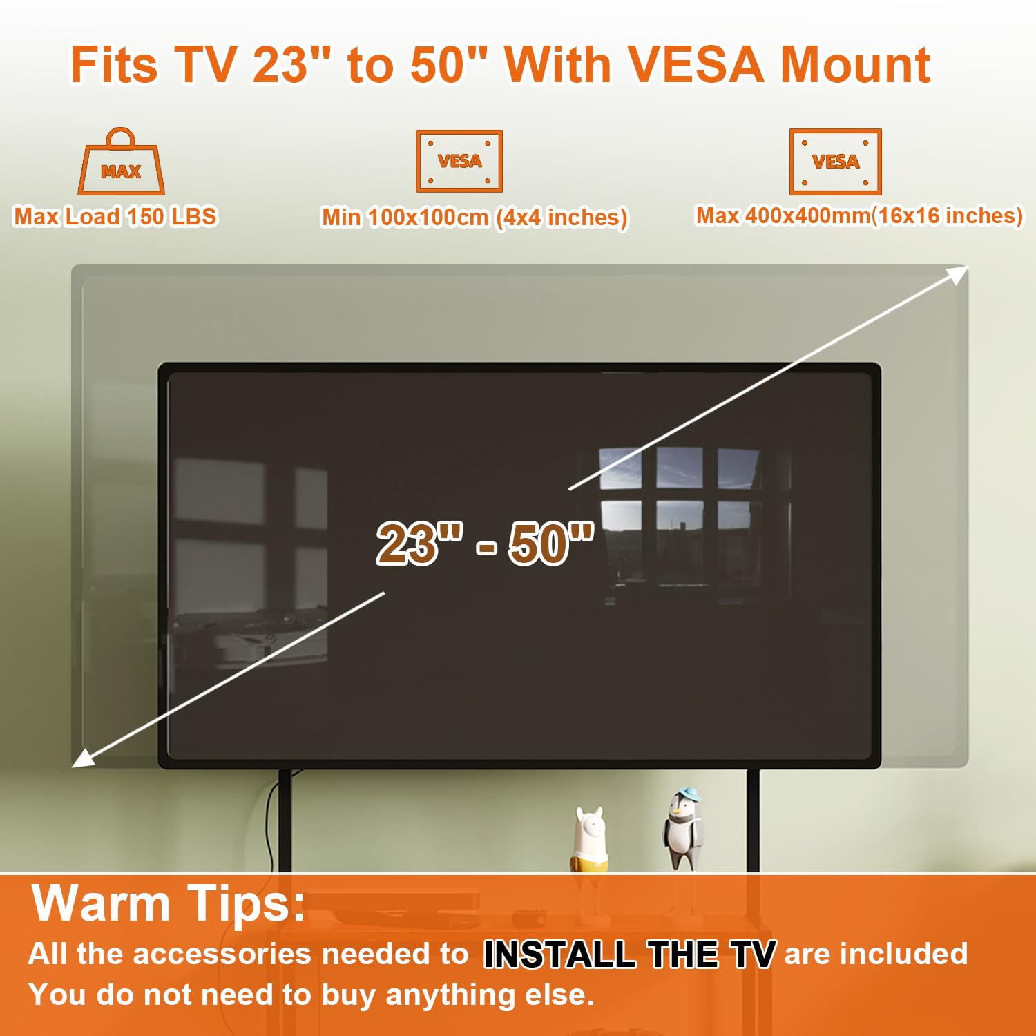 Baxikayon 23–50 inch Corner TV Stand, Rustic Brown Small Space Entertainment Center with 3 Storage Shelves and Adjustable TV Mount, Metal Frame