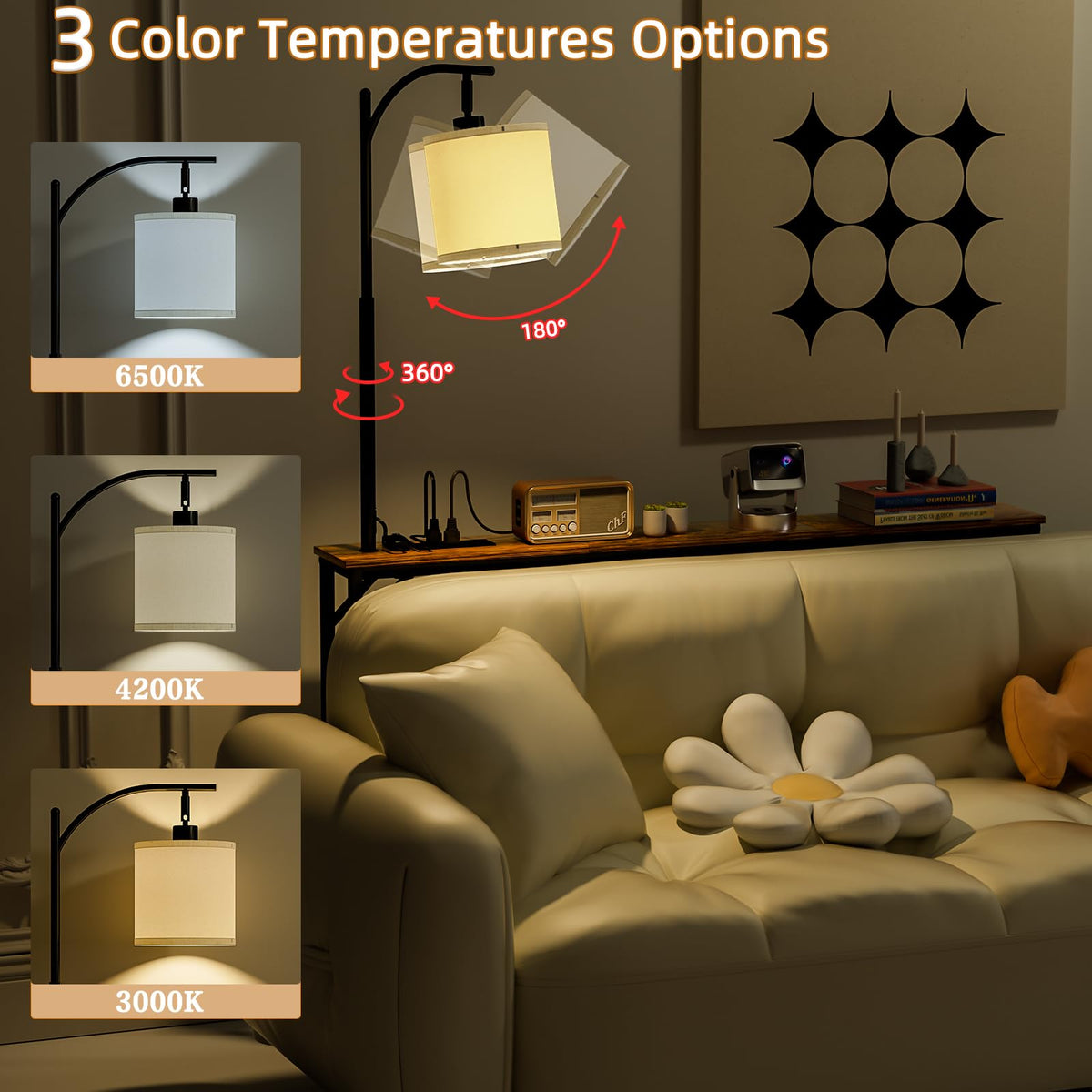 Baxikayon Narrow Console Table with 3-Color LED Light & USB Charging, Slim Sofa Table for Entryway Hallway, Living Room