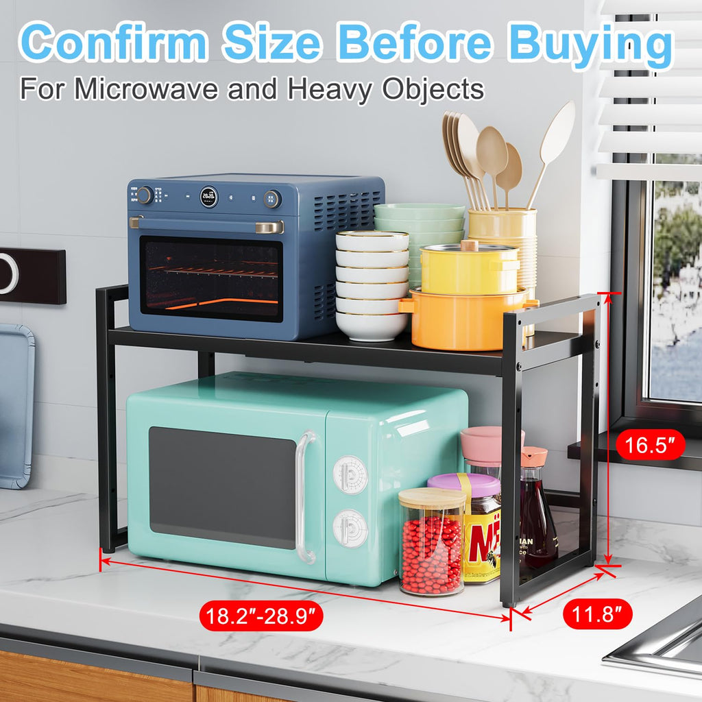 Baxikayon Expandable Cabinet Organizer, Heavy-Duty Metal Shelf for Kitchen Cabinets, Pantry & Garage, 110 lbs Capacity, Black