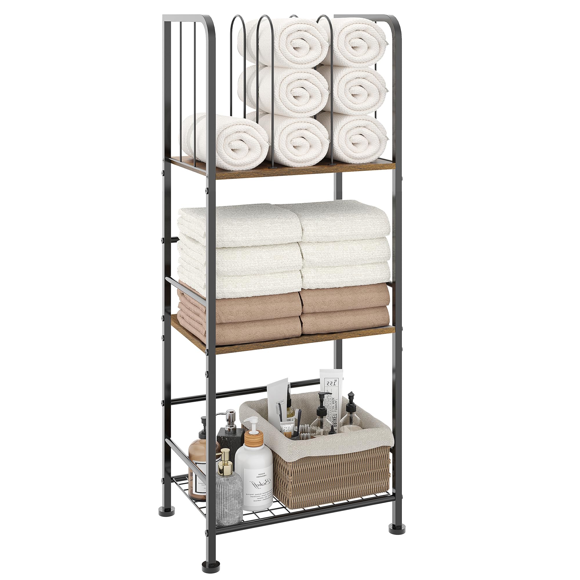 Baxikayon 3-Tier Freestanding Towel Rack with m-shaped Dividers, Metal Bathroom Storage Organizer for Bathroom & Pool, Vintage
